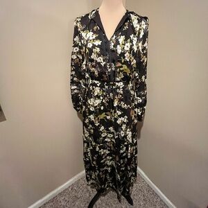 Ryegrass Elegant Long Sleeve Floral Maxi Dress, size M